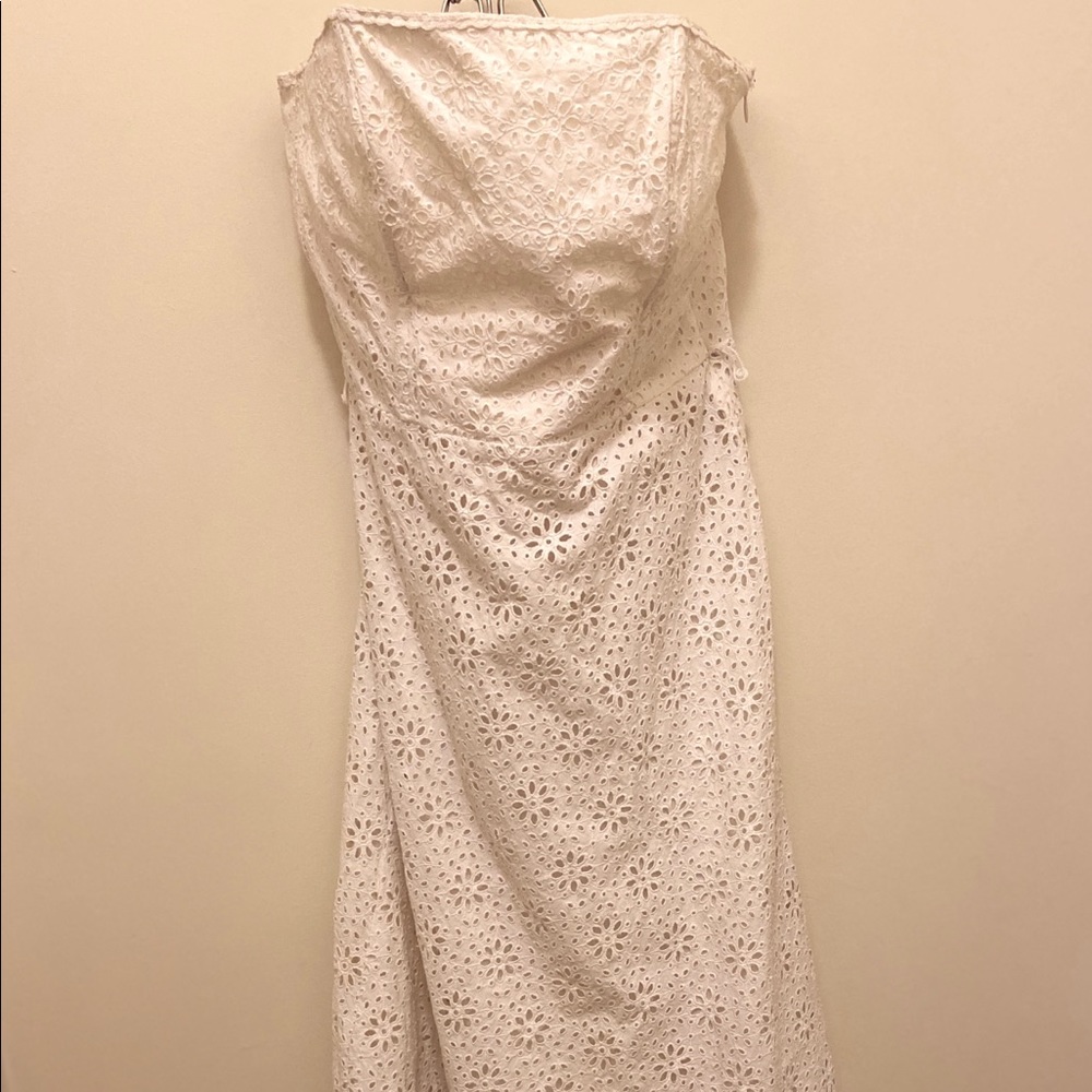 Strapless white eyelet dress- fully lined